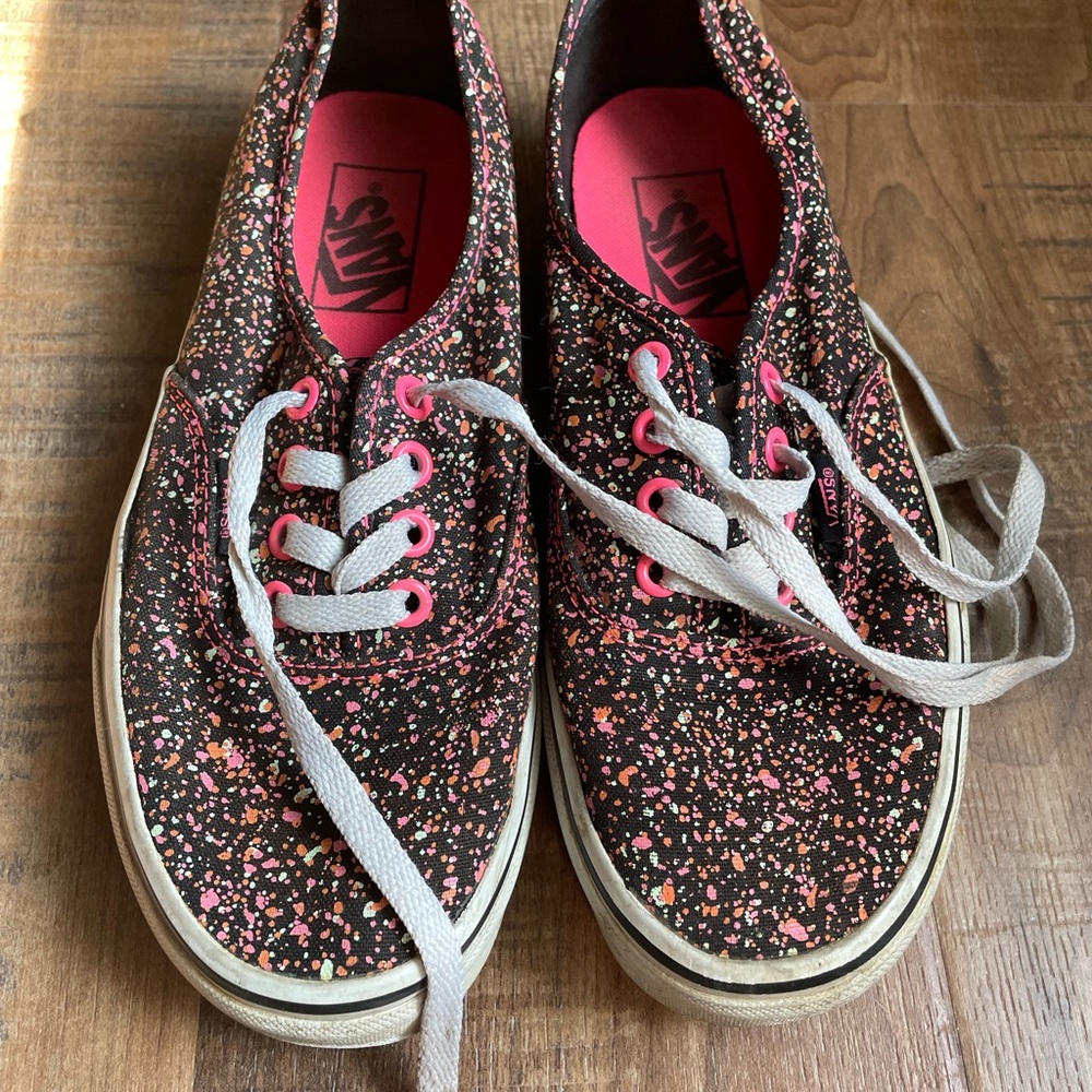 Vans Black and Pink Speckled Sneakers